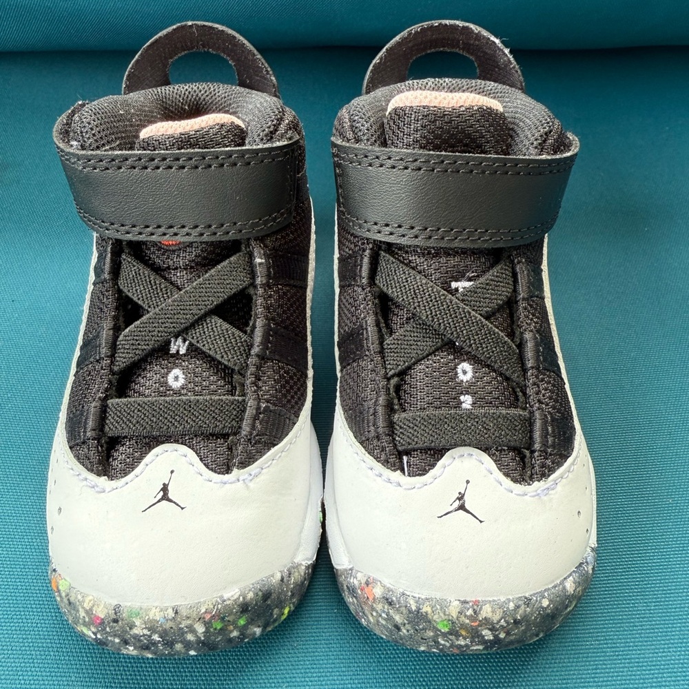 Jordan Black and White High-Top Sneakers with Speckled Sole